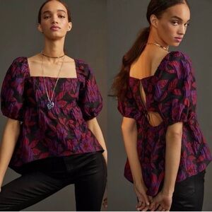 Sachin & Babi x Anthropologie floral jacquard high-low blouse size 20W